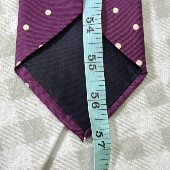 Rooster Vintage Men's Tie Purple Polka Dots - 100% Silk - Made In USA - EUC - Picture 6 of 6